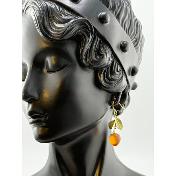 Michael Michaud Orange Blossom Leaf Drop Wire Earrings - Picture 1 of 3